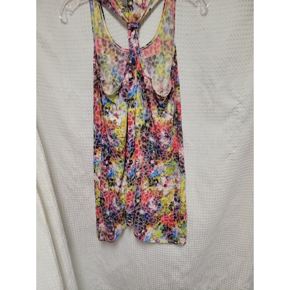 OP Ocean Pacific Womens XL Purple Print Leopard Floral RacerBK Tank Top OJ13905Y - Picture 4 of 5